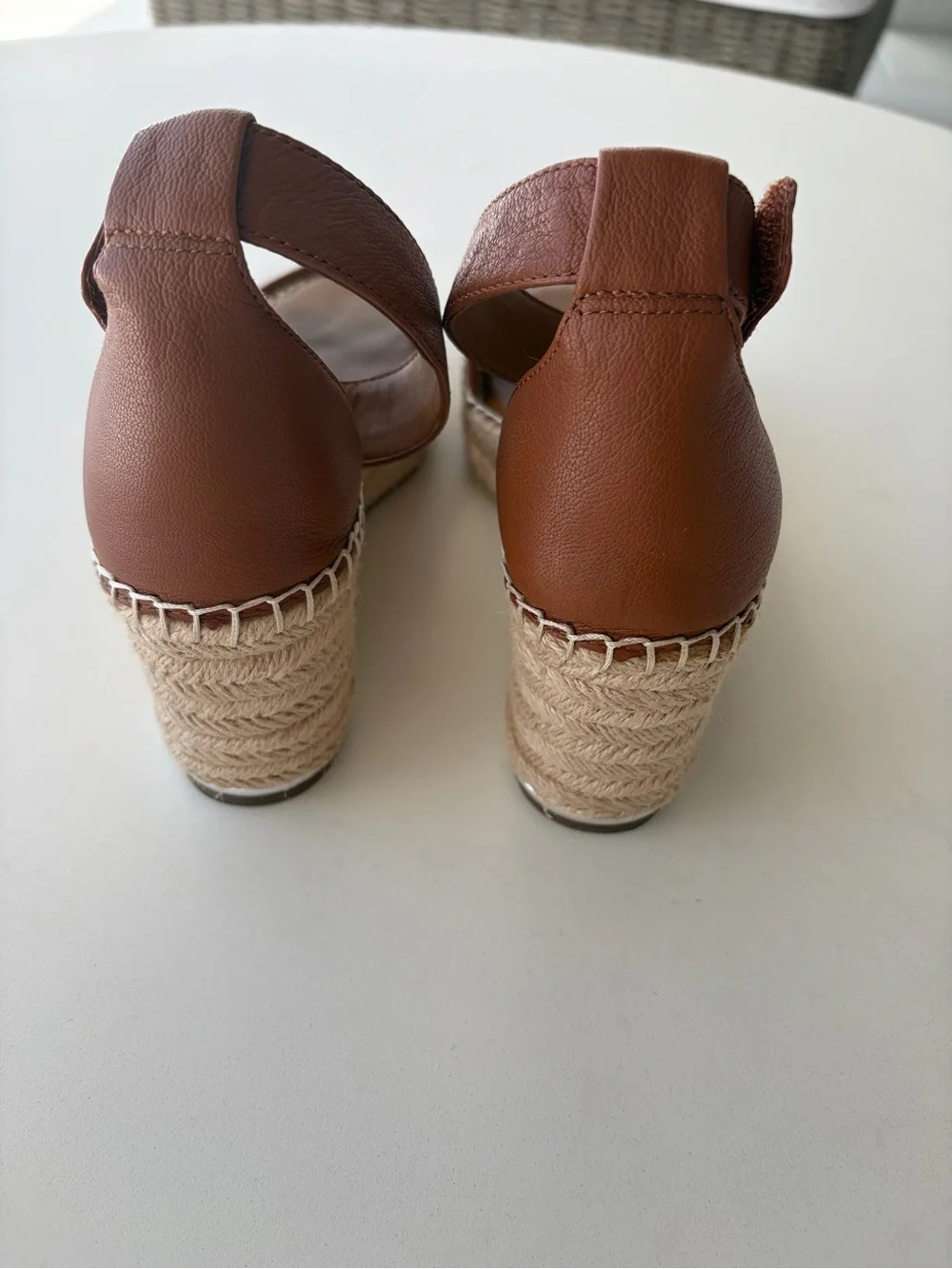 SARTO By Franco Sarto Tan Brown Leather Ankle-Strap Espadrille Sandals